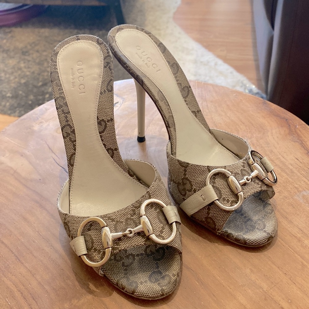 Gucci Monogram Sandal Heels